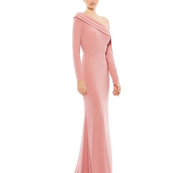 MAC DUGGAL Ieena by Mac Duggal Women’s Drop Shoulder Long Sleeves Column Gown - Picture 2 of 10